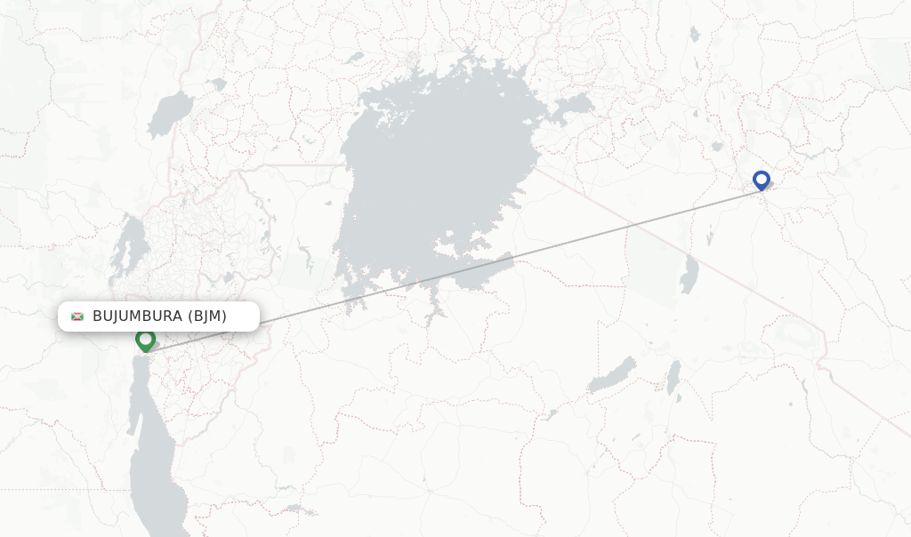 Route map with flights from Bujumbura with Kenya Airways