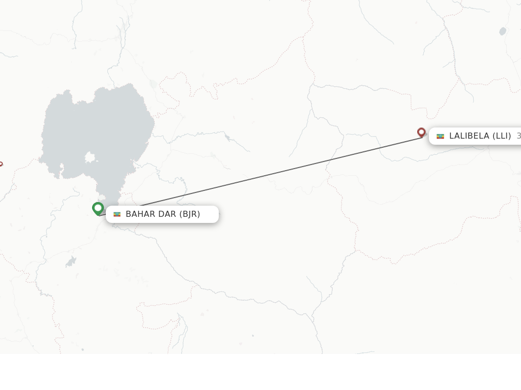 Flights from Lalibela to Bahar Dar route map