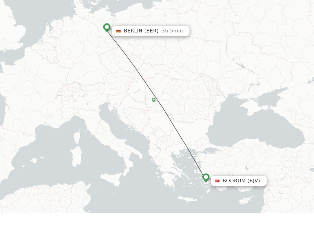 Flights from Bodrum to Berlin route map