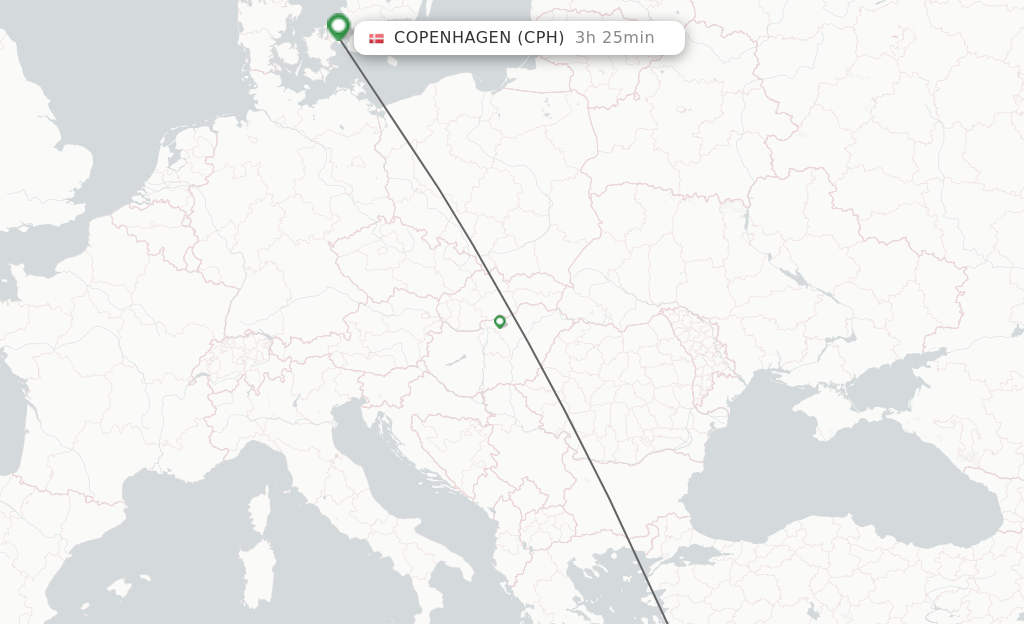 Flights from Bodrum to Copenhagen route map