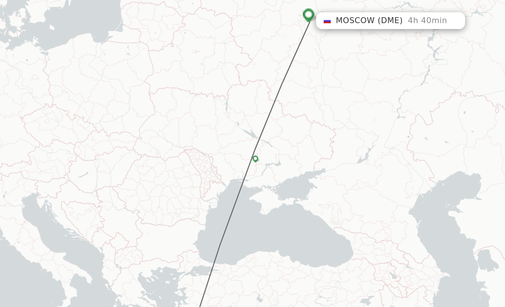 Flights from Bodrum to Moscow route map
