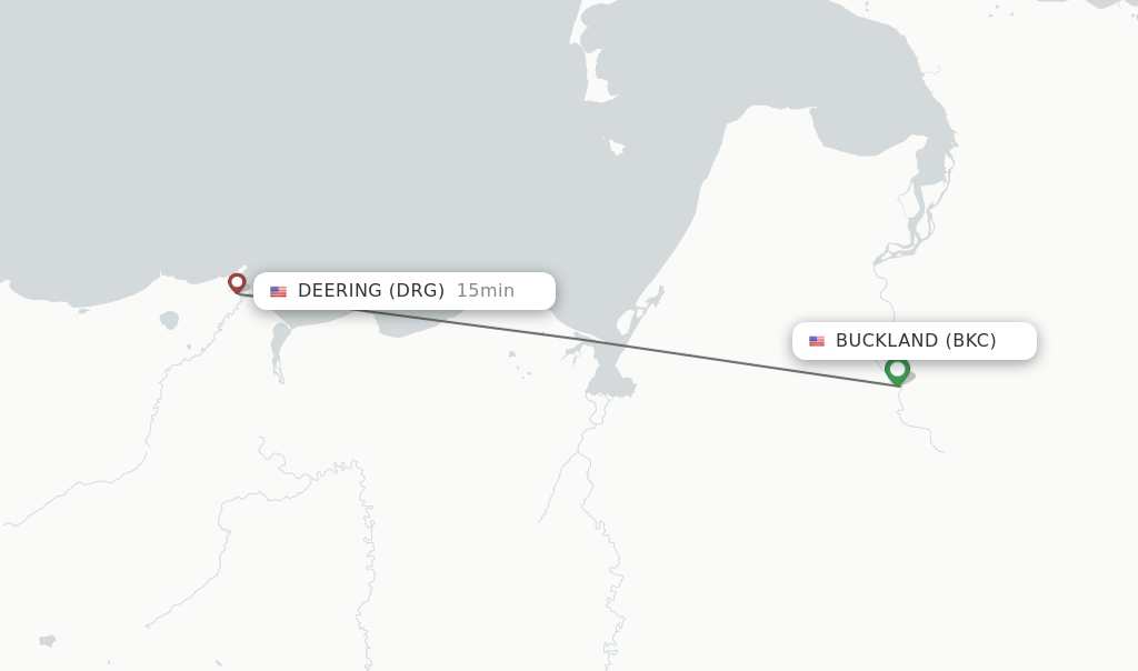 Flights from Buckland to Deering route map