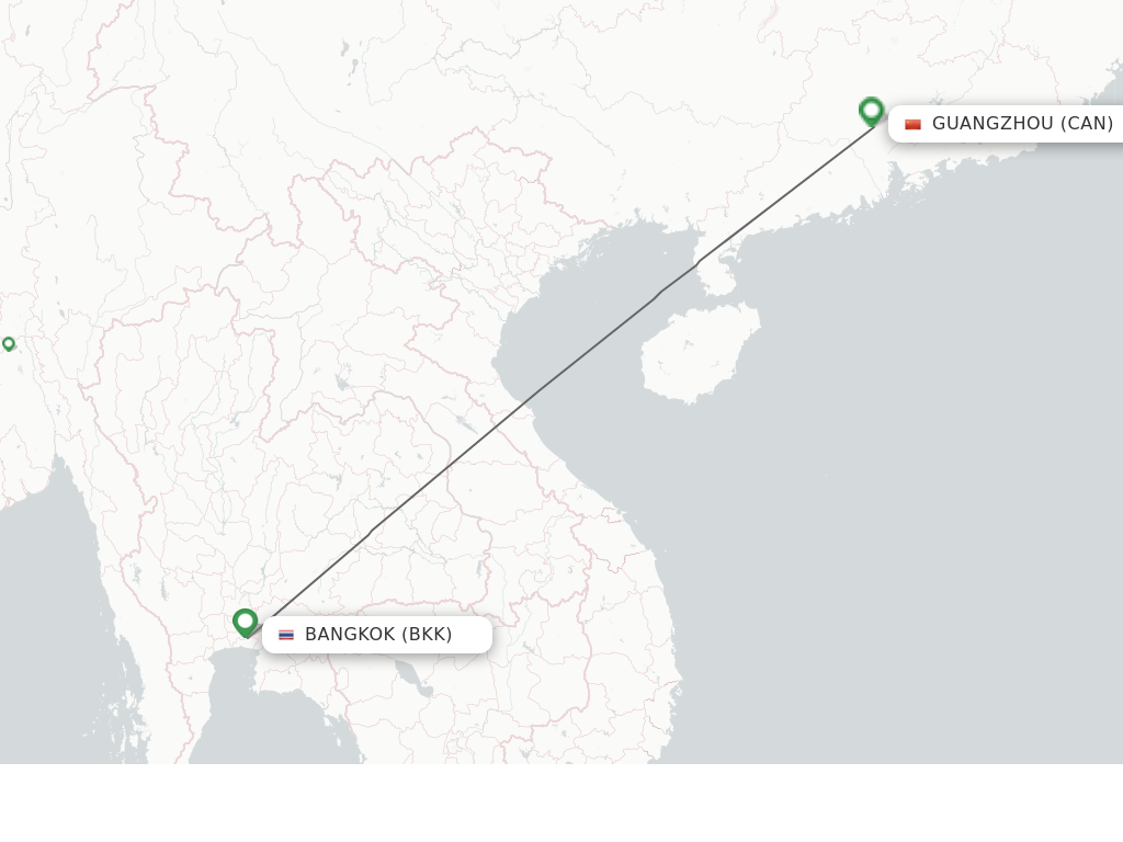 Flights from Bangkok to Guangzhou route map