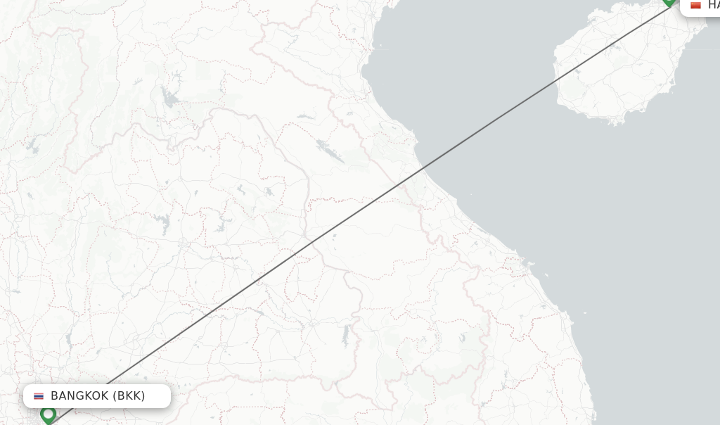 Flights from Bangkok to Haikou route map