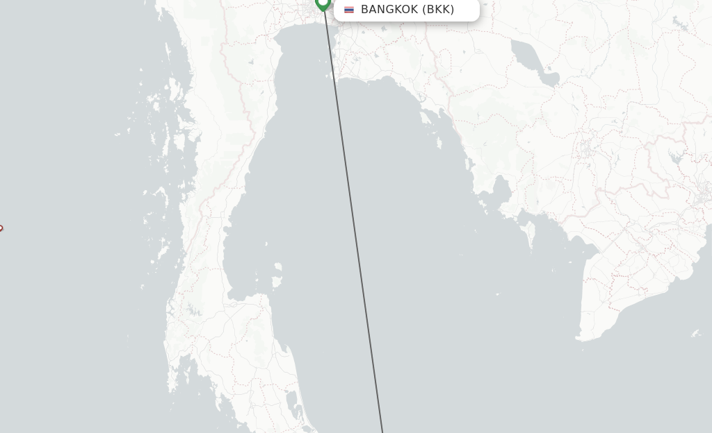 Flights from Bangkok to Narathiwat route map