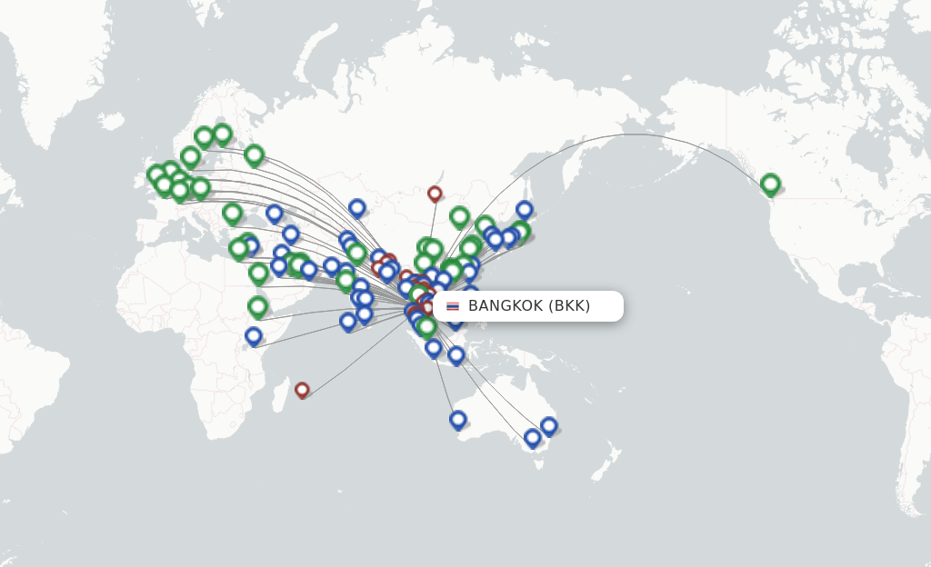 Flights from Bangkok to Saint Denis de la Reunion route map