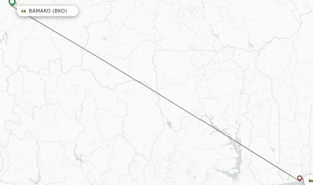Flights from Bamako to Cotonou route map