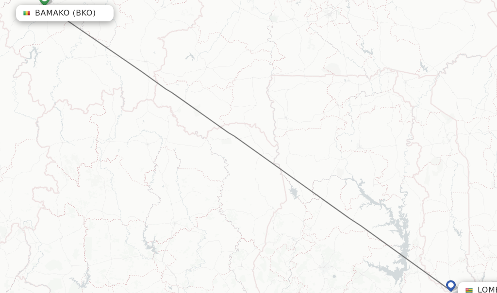 Flights from Bamako to Lome route map