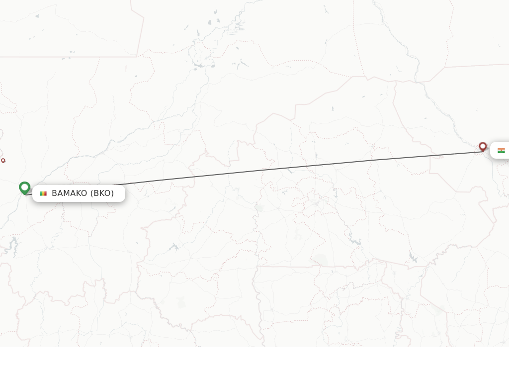 Flights from Bamako to Niamey route map