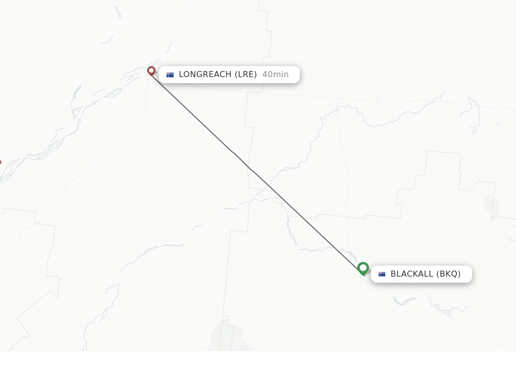 Flights from Blackall to Longreach route map