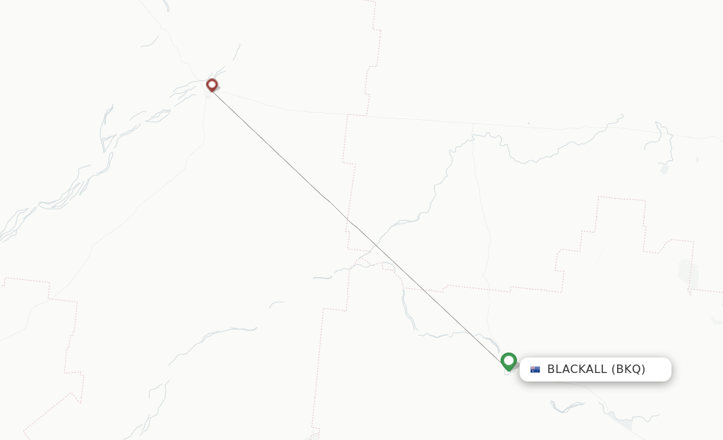 Route map with flights from Blackall with Qantas