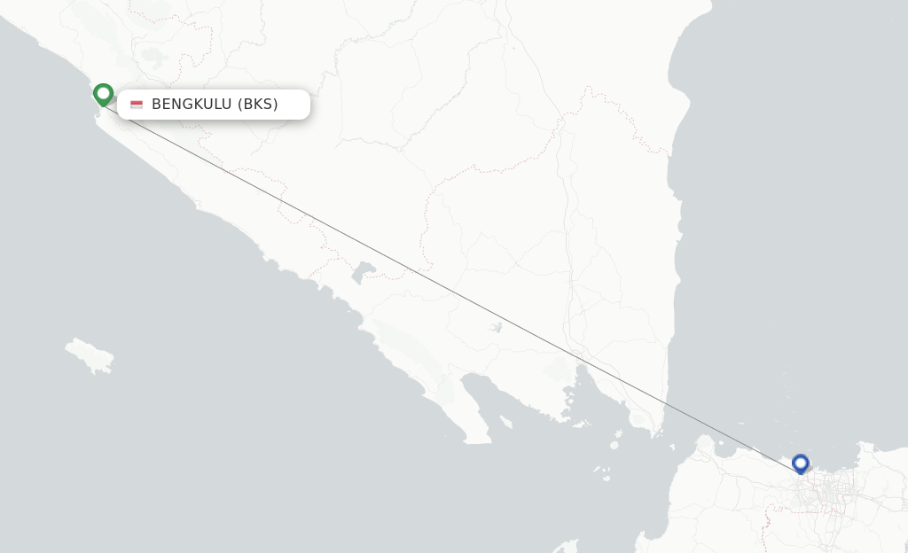 Route map with flights from Bengkulu with Garuda Indonesia