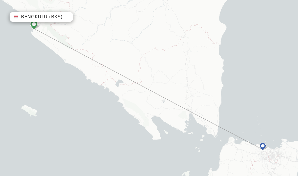 Route map with flights from Bengkulu with Citilink