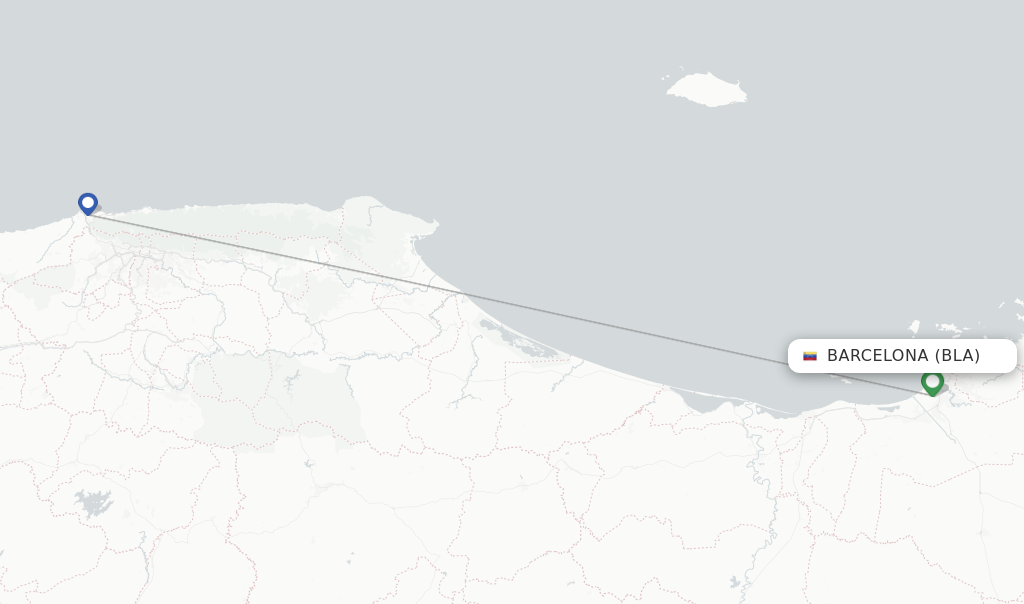 Route map with flights from Barcelona with Avior