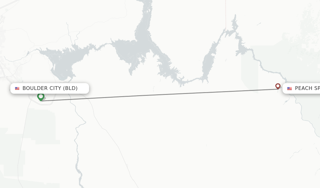 Flights from Boulder City to Peach Springs route map