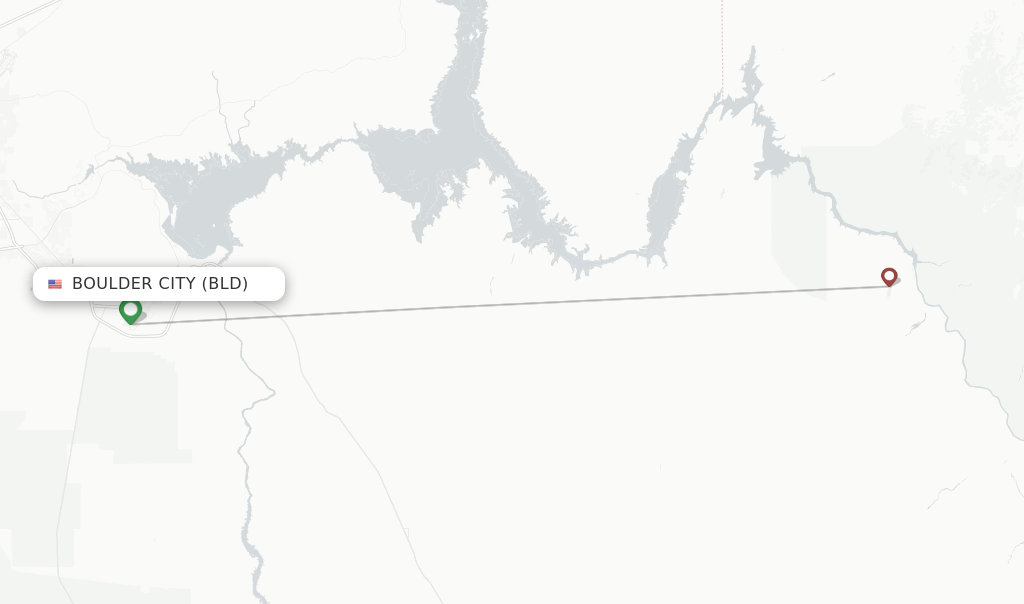Flights from Boulder City to Grand Canyon route map