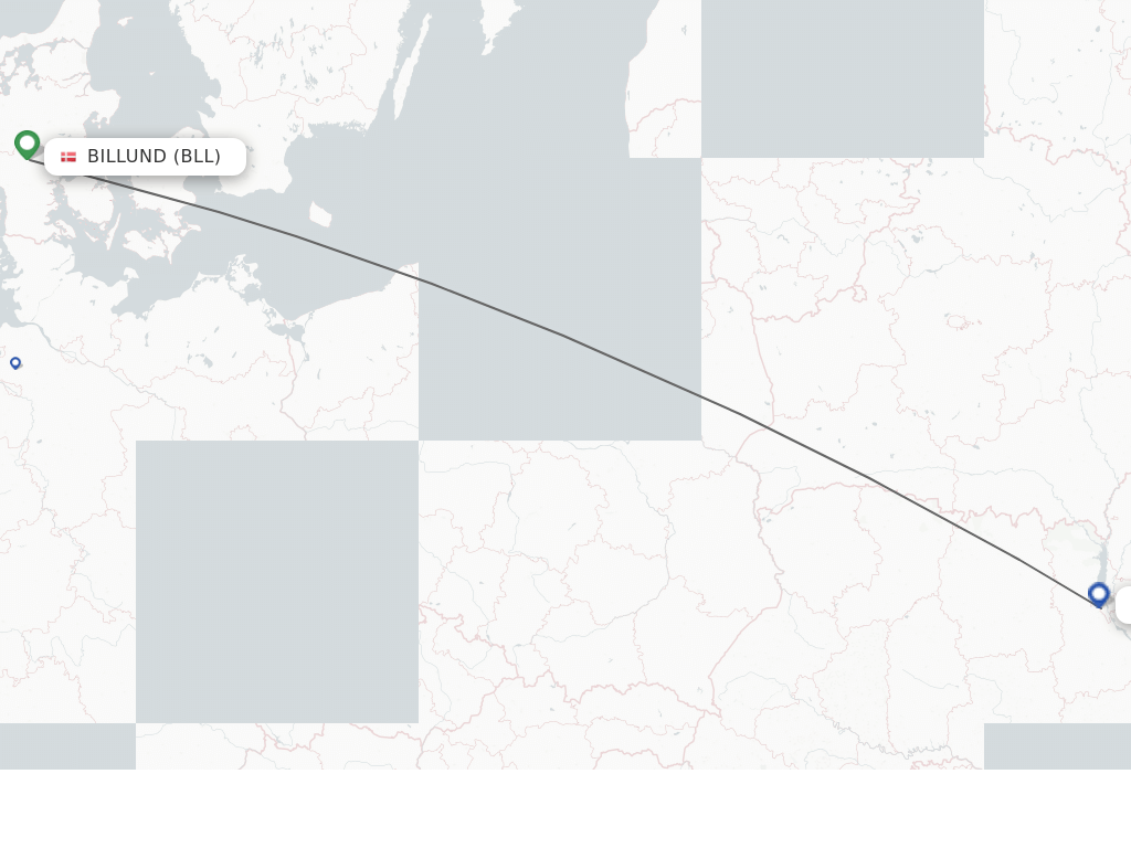 Flights from Billund to Kiev route map