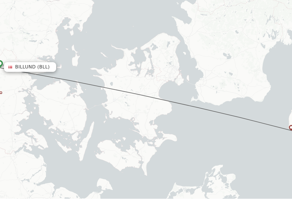 Flights from Billund to Bornholm route map