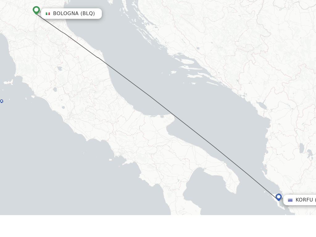 Flights from Bologna to Kerkyra route map