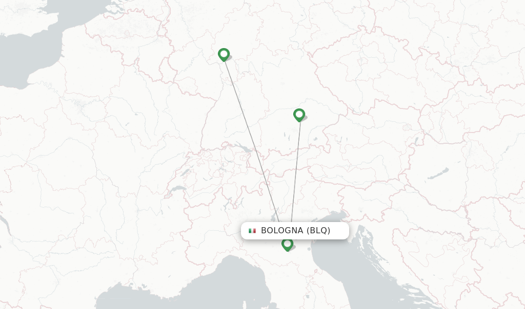 Route map with flights from Bologna with Air Dolomiti