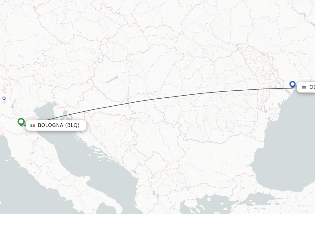 Flights from Bologna to Odessa route map