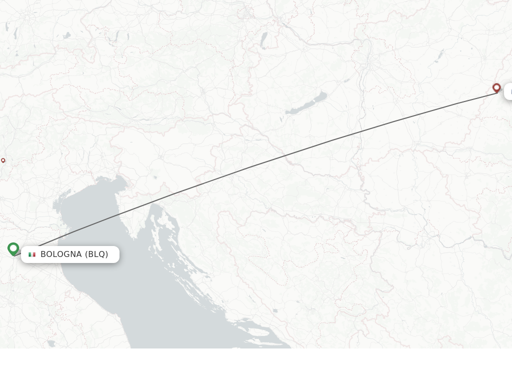 Flights from Bologna to Oradea route map