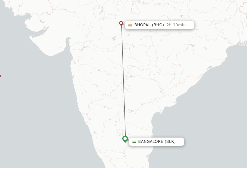 Flights from Bengaluru to Bhopal route map