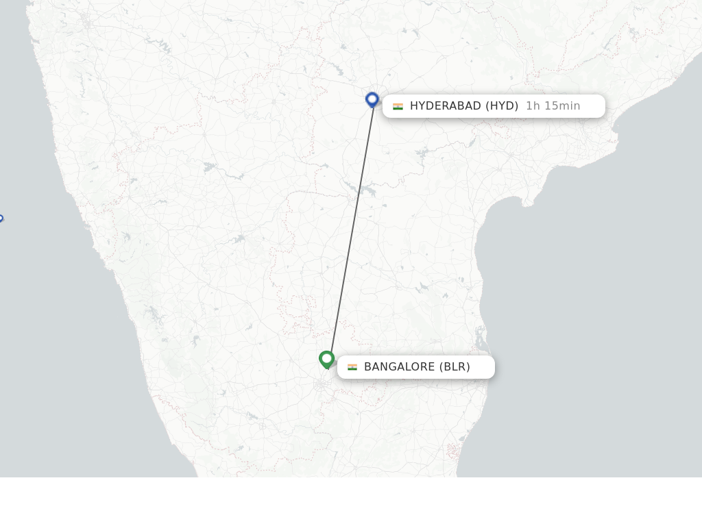 Flights from Bangalore to Hyderabad route map