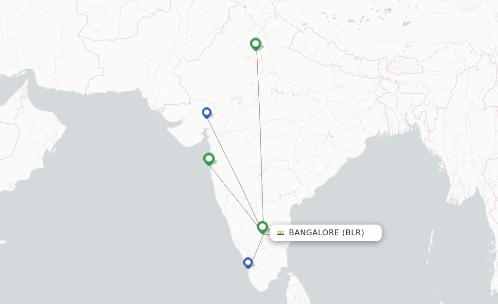 Route map with flights from Bengaluru with Akasa Air