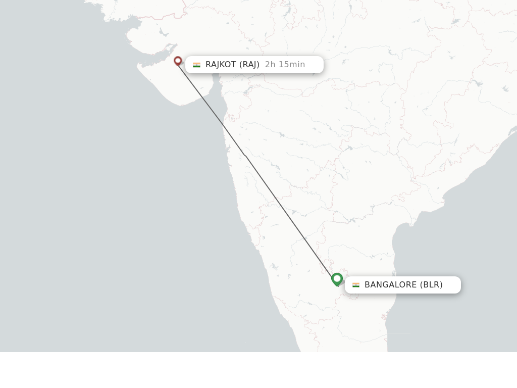 Flights from Bengaluru to Rajkot route map