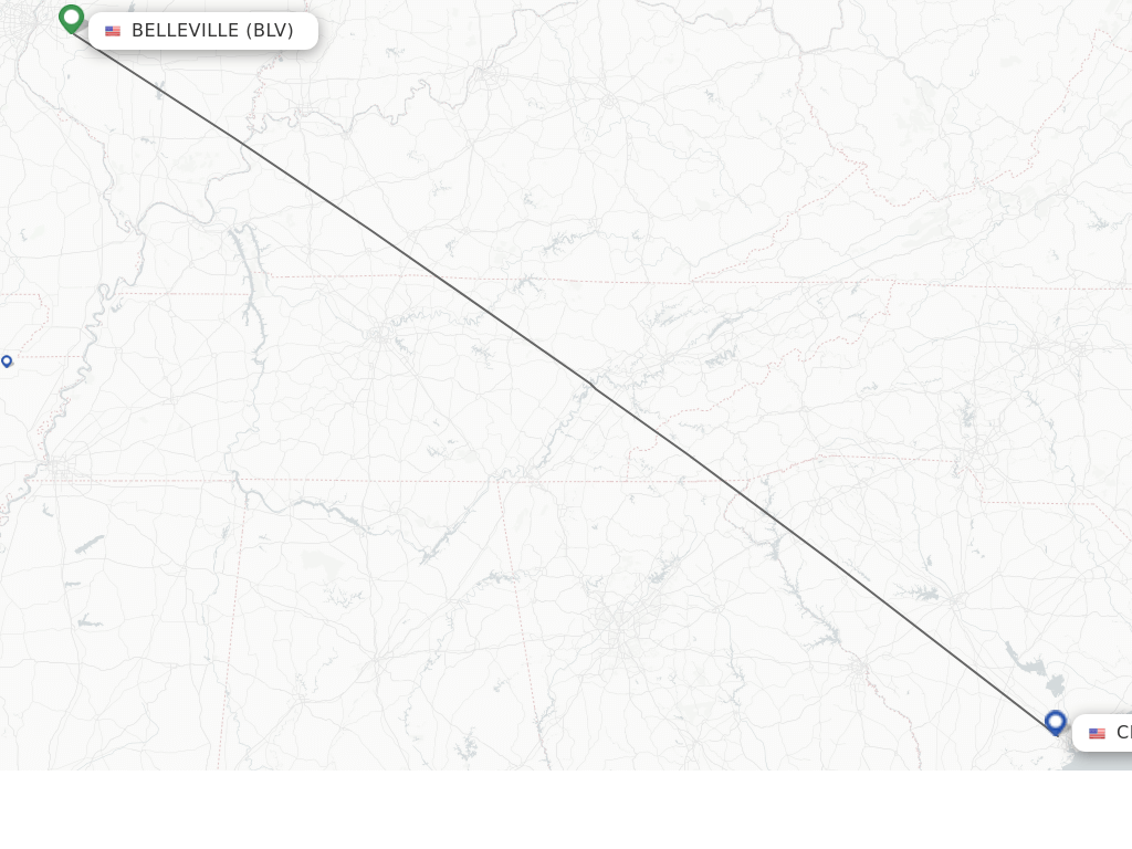 Flights from Belleville to Charleston route map