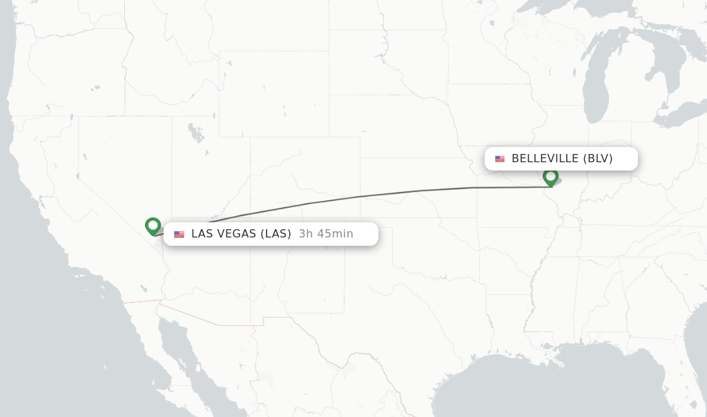 Flights from Belleville to Las Vegas route map