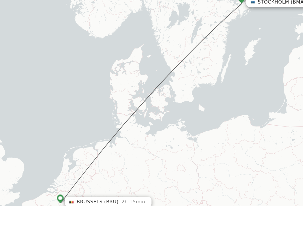 Flights from Stockholm to Brussels route map