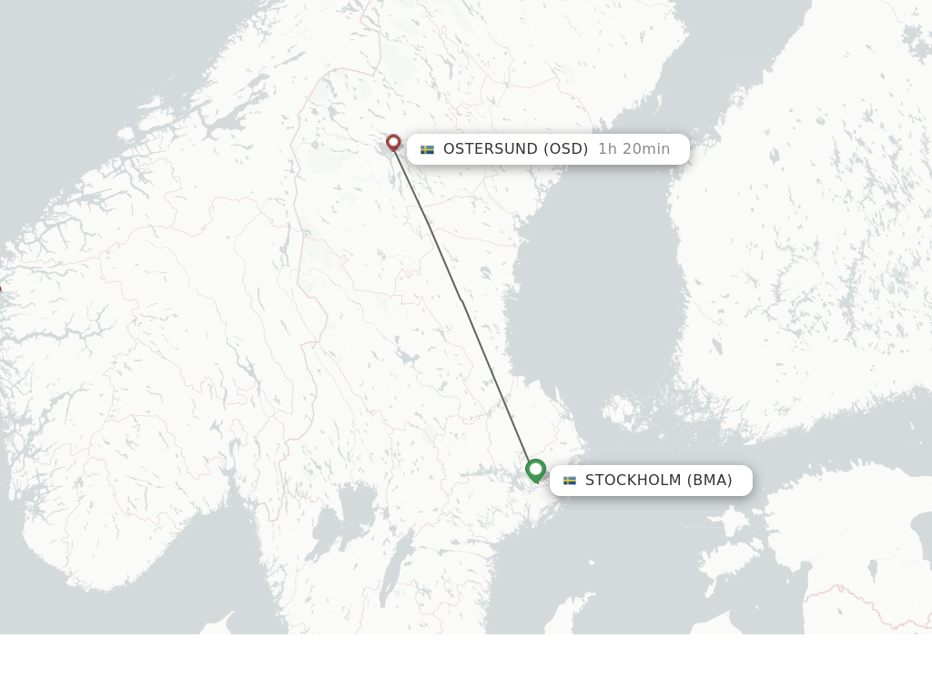 Flights from Stockholm to Ostersund route map