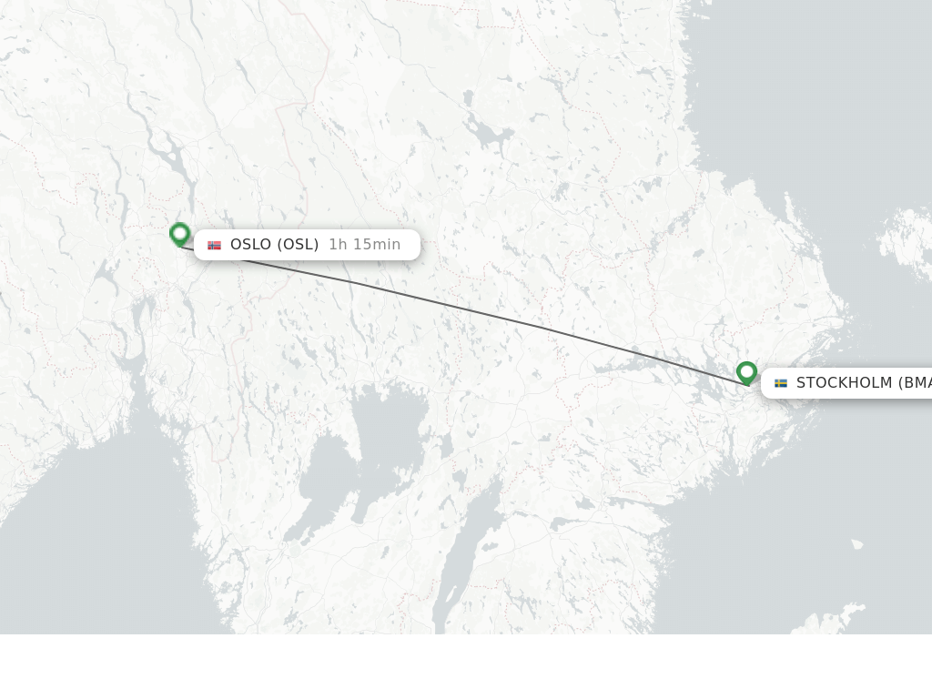 Flights from Stockholm to Oslo route map