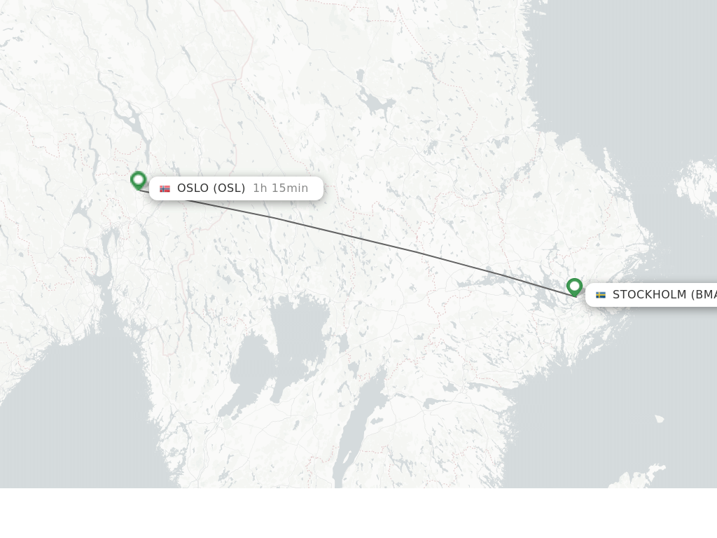 Flights from Oslo to Stockholm route map