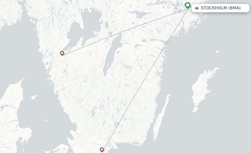Route map with flights from Stockholm with FlexFlight
