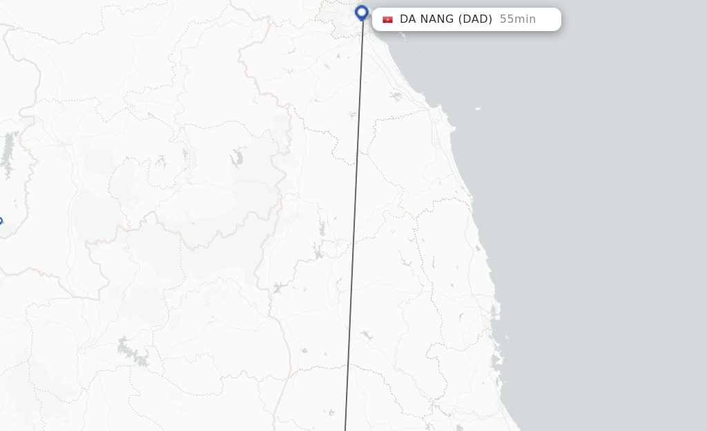 Flights from Buon Ma Thout to Da Nang route map