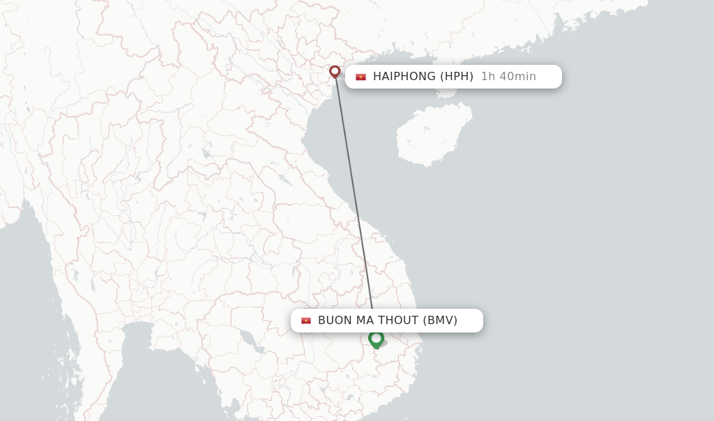 Flights from Buon Ma Thout to Haiphong route map