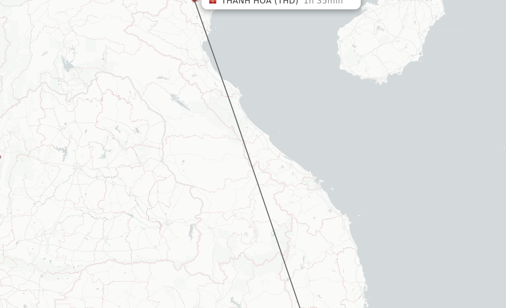 Flights from Buon Ma Thout to Thanh Hoa route map
