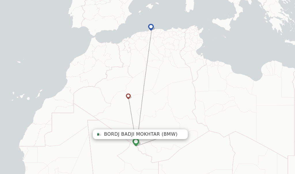 Bordj Badji Mokhtar flight map