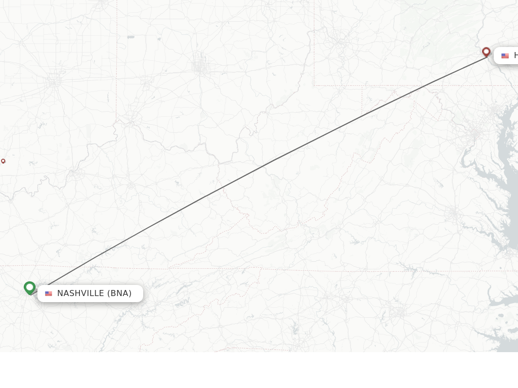 Flights from Harrisburg to Nashville route map