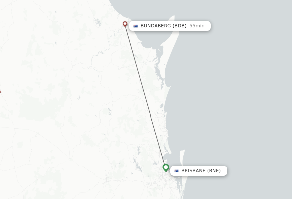 Flights from Brisbane to Bundaberg route map