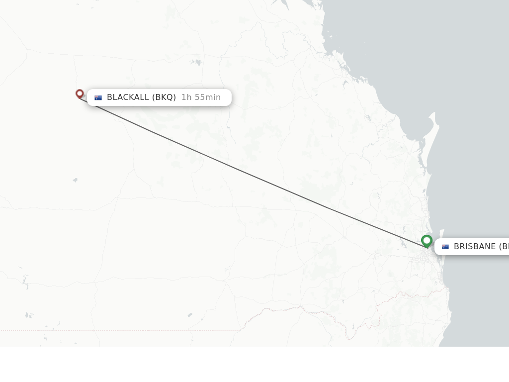 Flights from Blackall to Brisbane route map