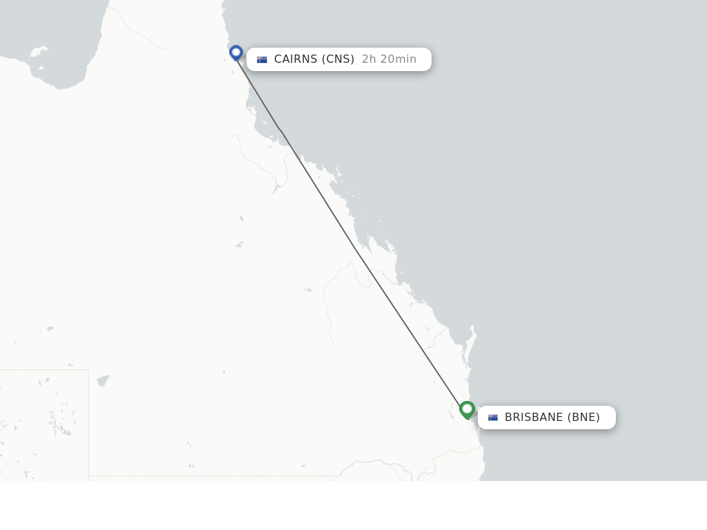 Flights from Brisbane to Cairns route map