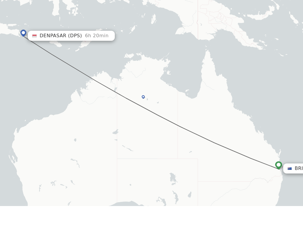 Flights from Brisbane to Denpasar route map