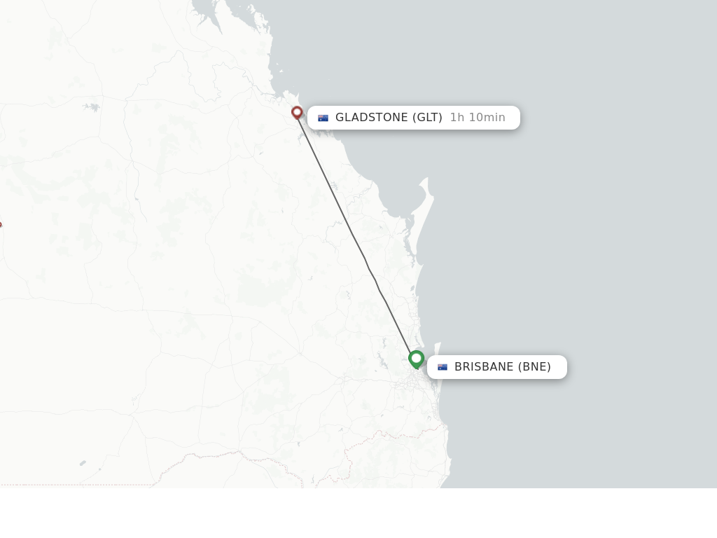 Flights from Brisbane to Gladstone route map