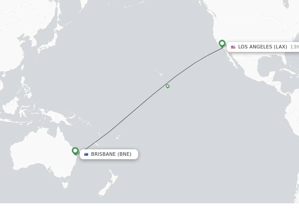 Flights from Brisbane to Los Angeles route map