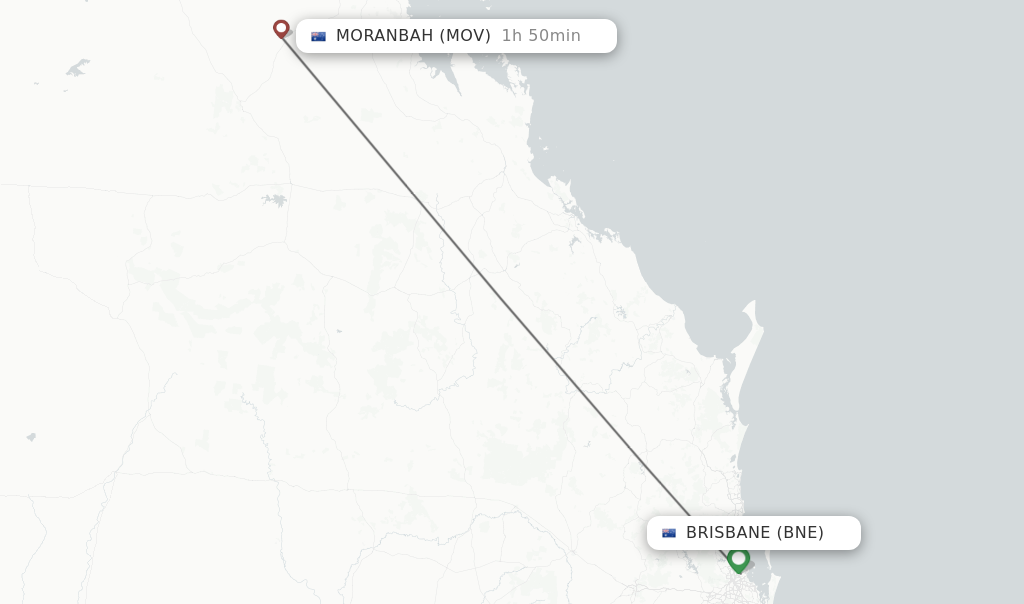 Flights from Brisbane to Moranbah route map