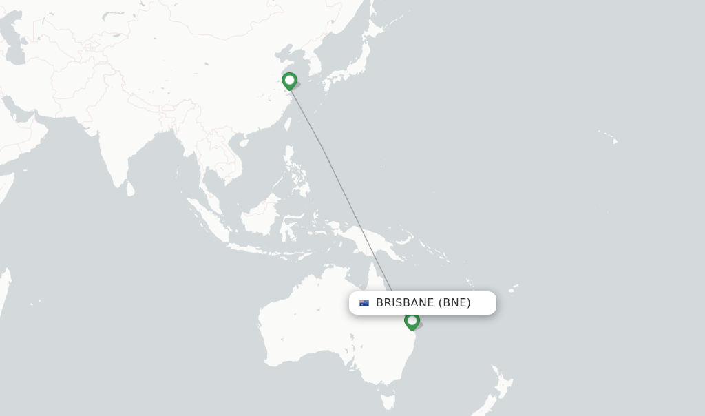 Route map with flights from Brisbane with China Eastern